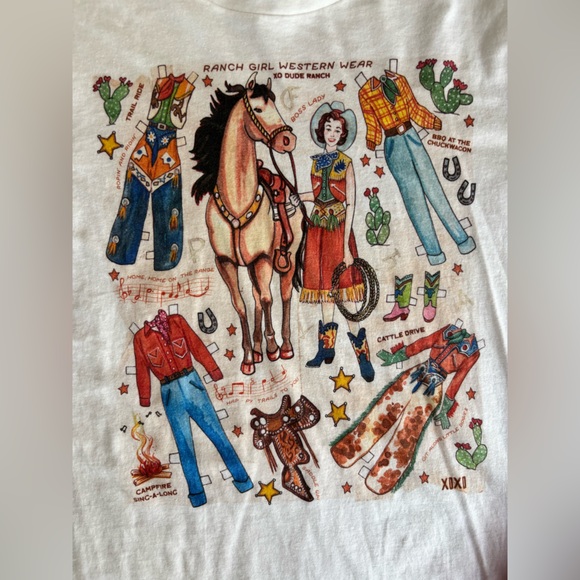Alternative Tops - Western White Tee with cowgirl graphic Medium